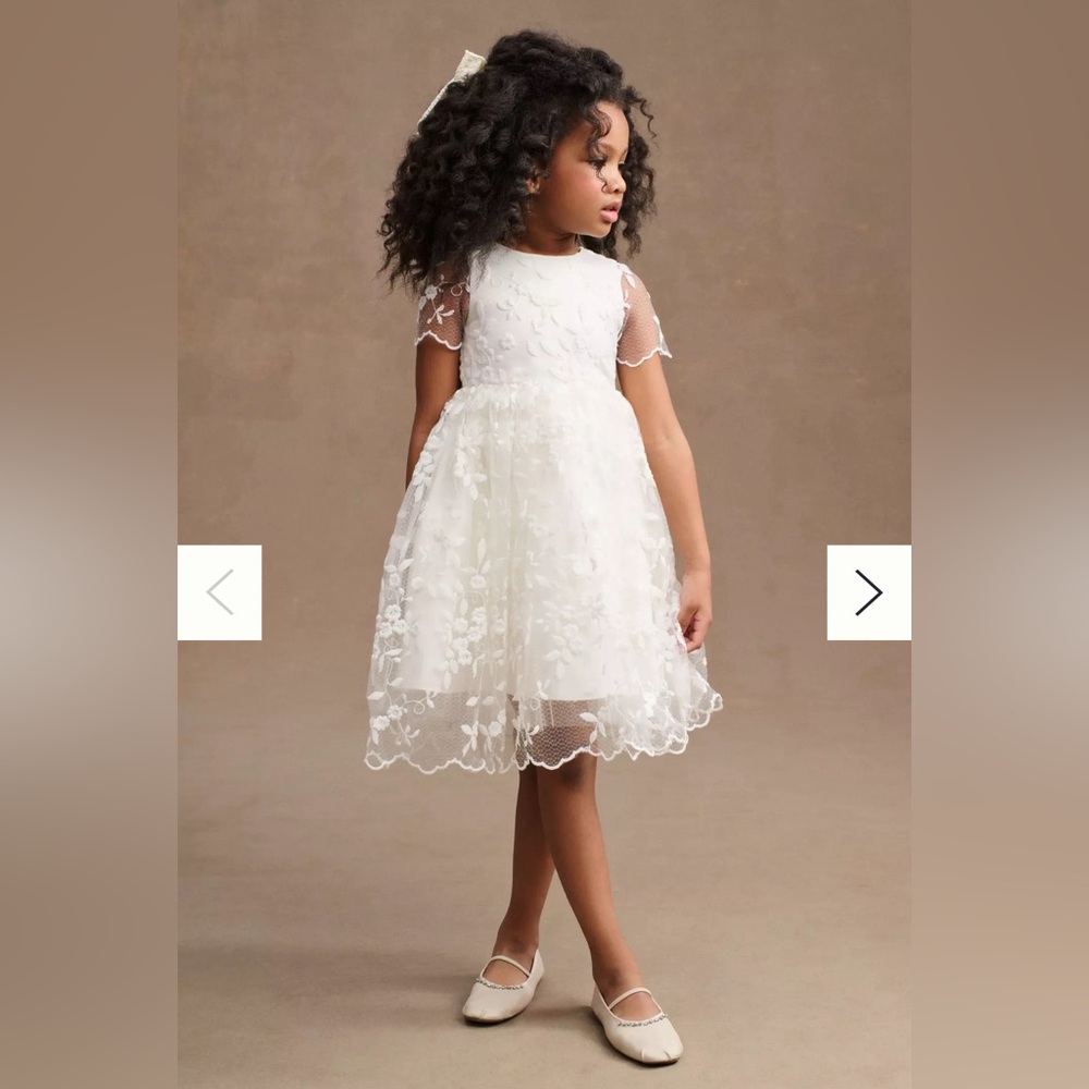 Princess Daliana Lindi Lace Piping Crew-Neck Flower Girl Dress - ivory